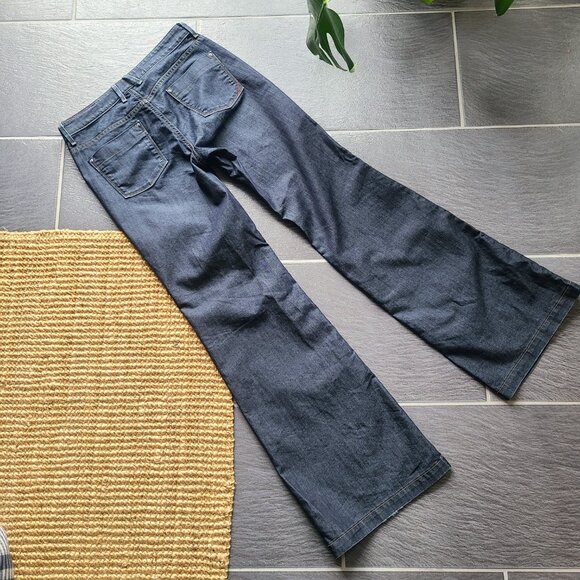 Banana Republic Premium Denim Dark Blue Wash Classic Wide Leg Jeans Size 08 - Picture 6 of 10